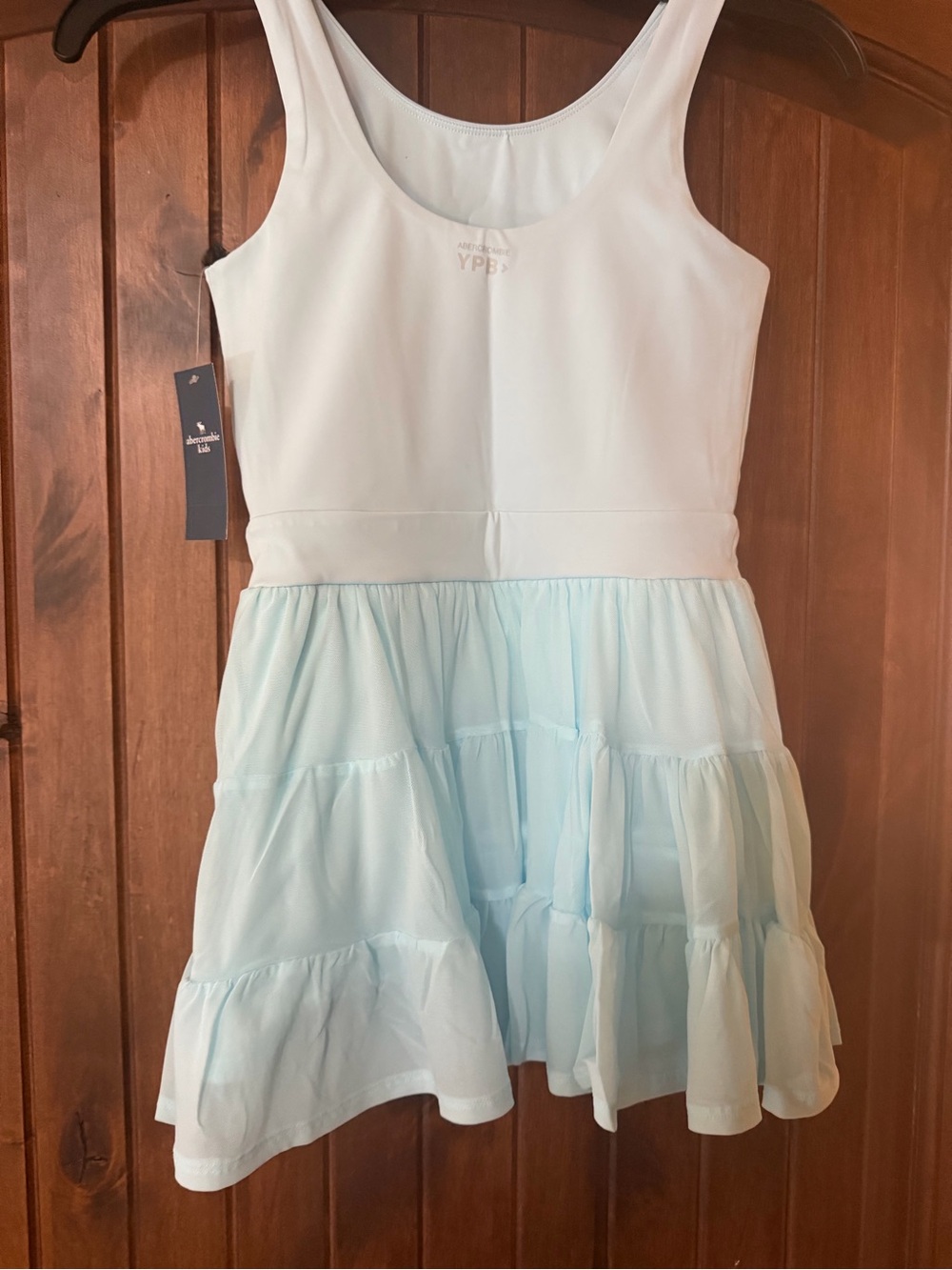 Abercrombie Kids Sleeveless Light Blue YPB Active Tiered Mini Dress youth 7/8 - Picture 7 of 7